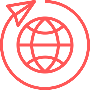 Icon of globe with clockwise arrow around it