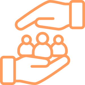 Icon of hand holding people with hand above