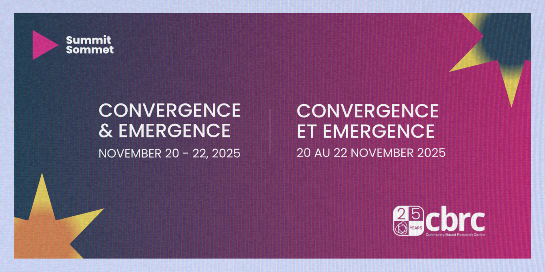Graphic Image providing information about Convergence &. Emergence Conference being held in Montreal(November 22-23)