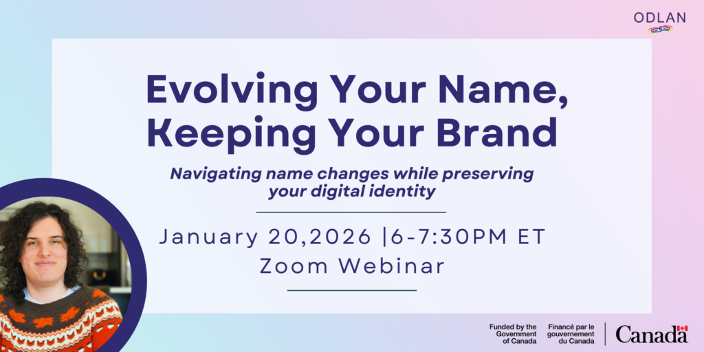 Graphic image depicting information for Evolving Your Name, Keeping Your Brand Webinar